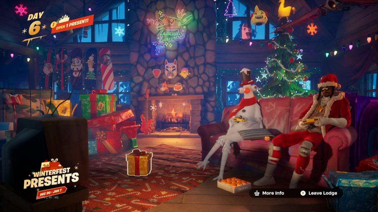 Locating the Santa Dogg gift in the Winterfest lodge