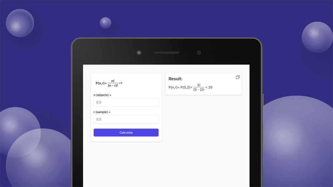 Permutations Calculator Capture d’écran2