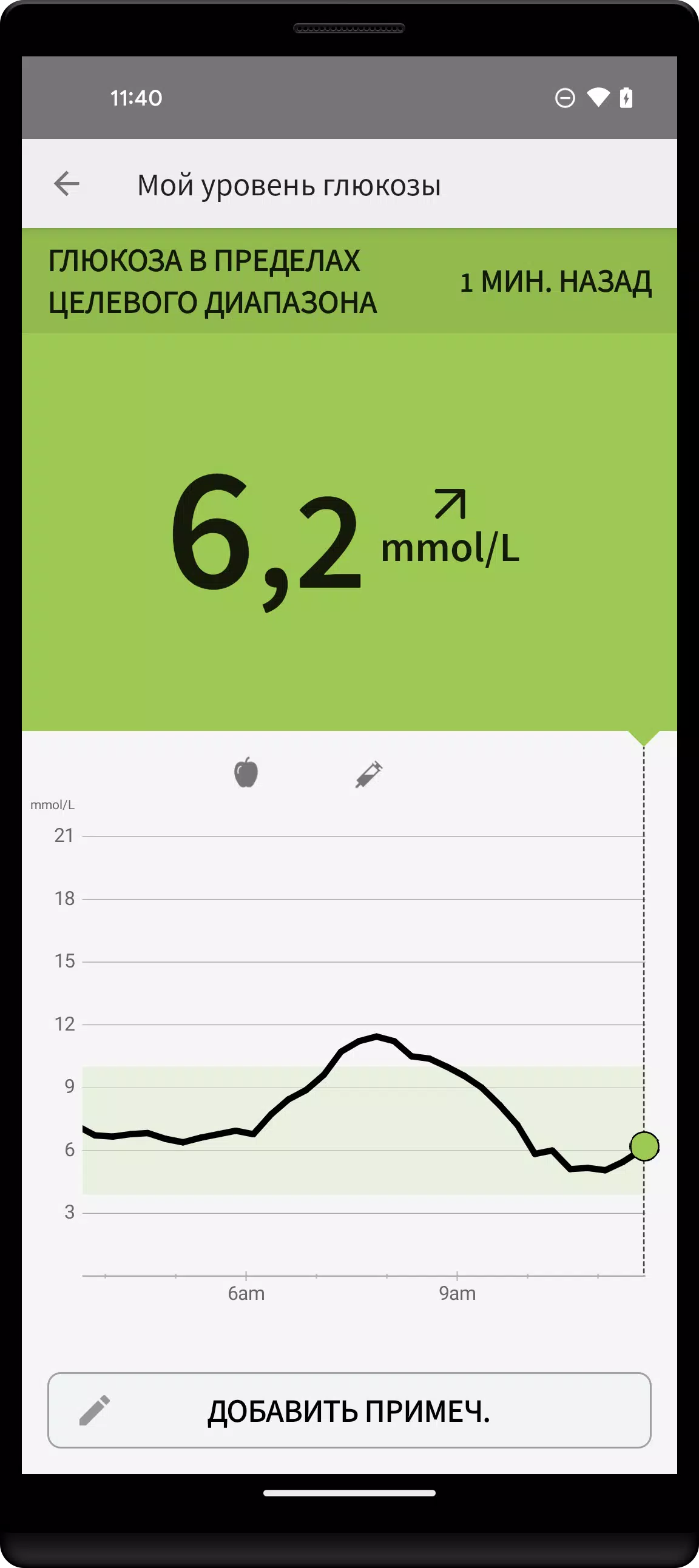 ภาพหน้าจอ FreeStyle LibreLink - RU 1