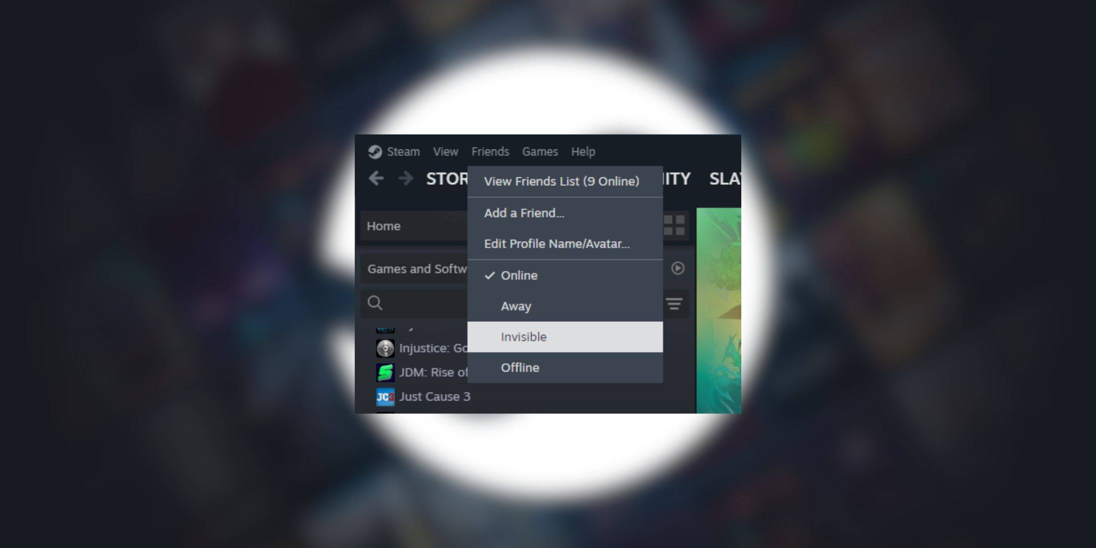 Steam: Mantente sigiloso con presencia fuera de línea