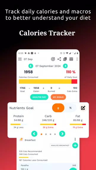 Food Tracker & Calorie Counter ảnh chụp màn hình 1