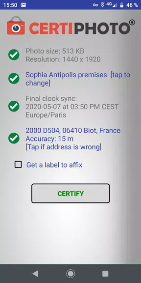 CertiPhoto screenshot 2