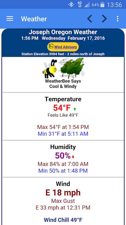 Joseph Oregon Weather экрана 1