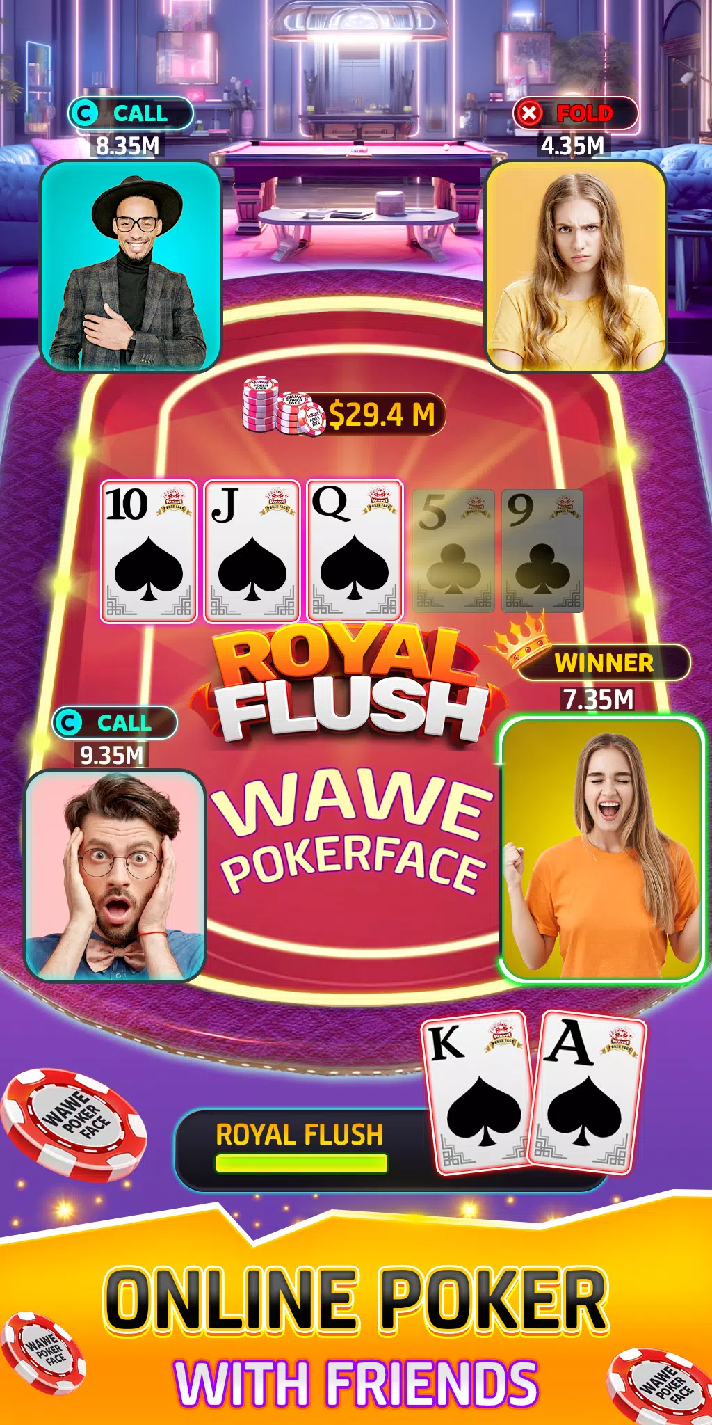 Wawe Poker Face - Holdem Poker ကိုဖန်သားပြင်1