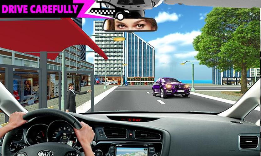 Pink Taxi Driving Game 3D Screenshot 1