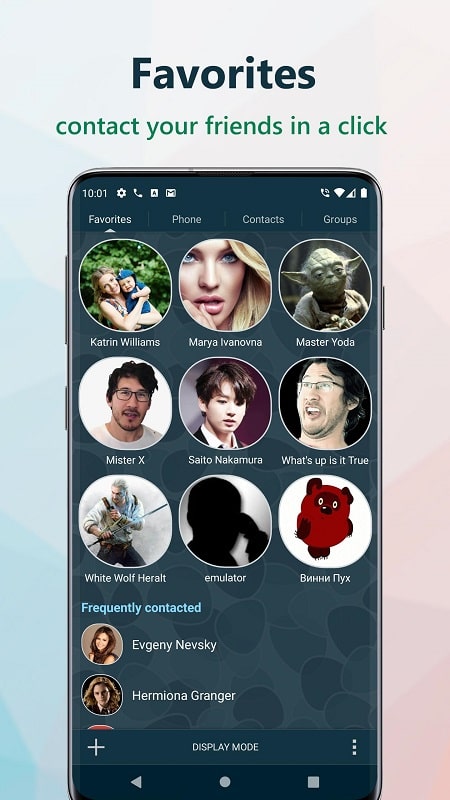 True Phone Телефон, Контакты экрана 3