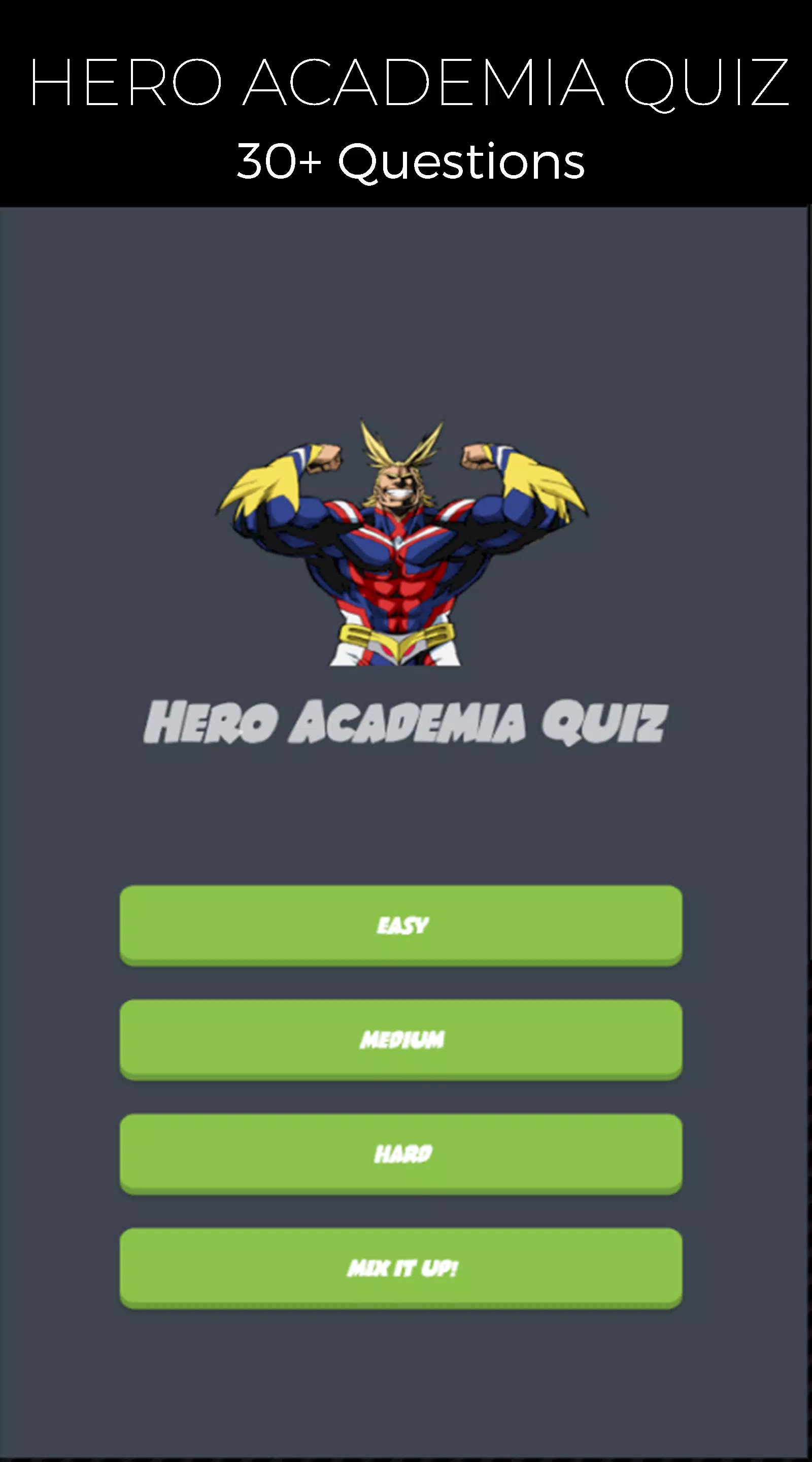 Quiz Game for Hero Academia captura de pantalla 1