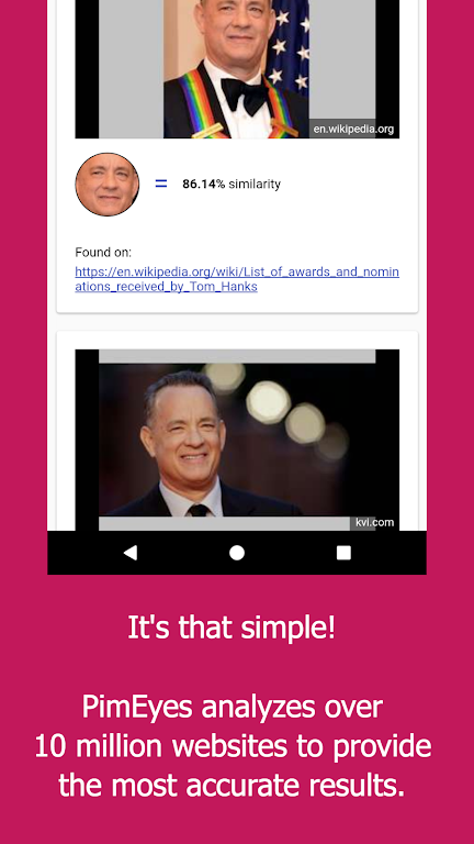PimEyes screenshot 2