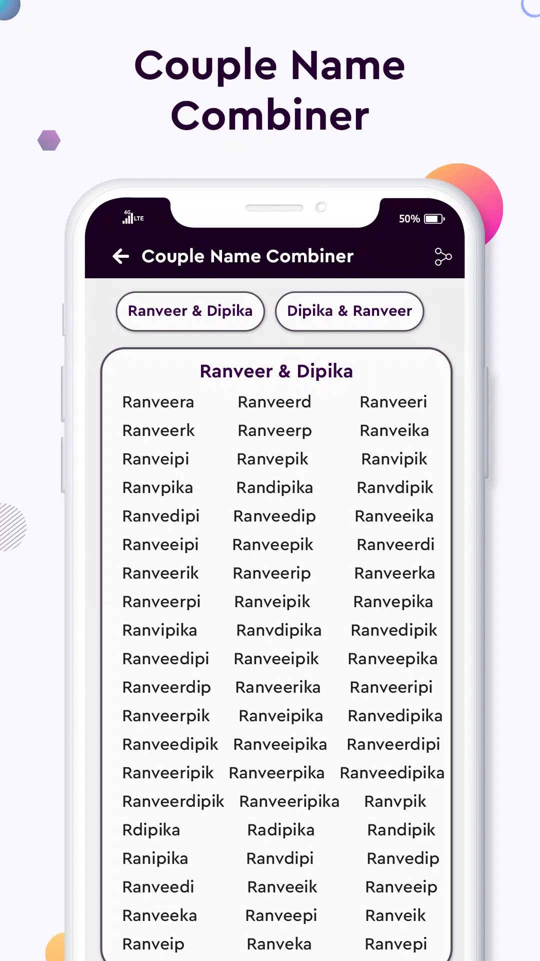 Baby name Couple Name Combiner Screenshot 4