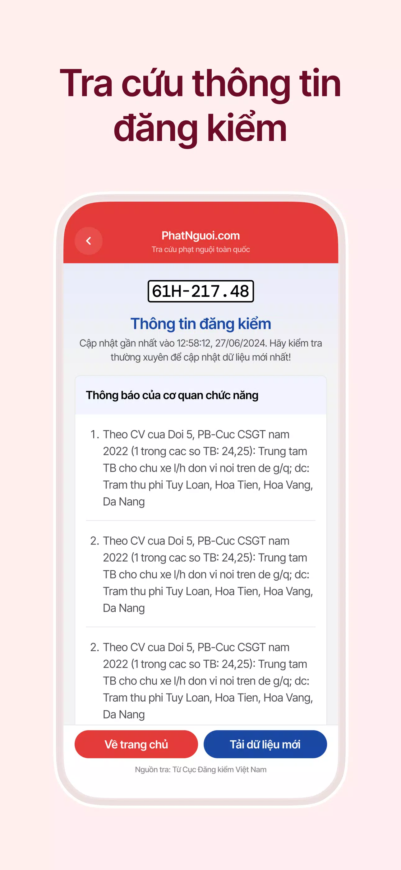 ภาพหน้าจอ Vietnamese Cold Penalty Lookup 4