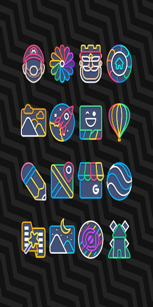 Garis Dark - Lines Icon Pack 스크린샷 3