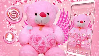 Pink Teddy Bear Theme экрана 2