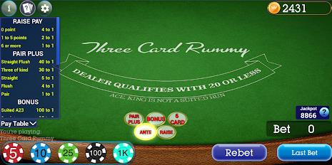 Vegas Three Card Rummy 스크린 샷 1