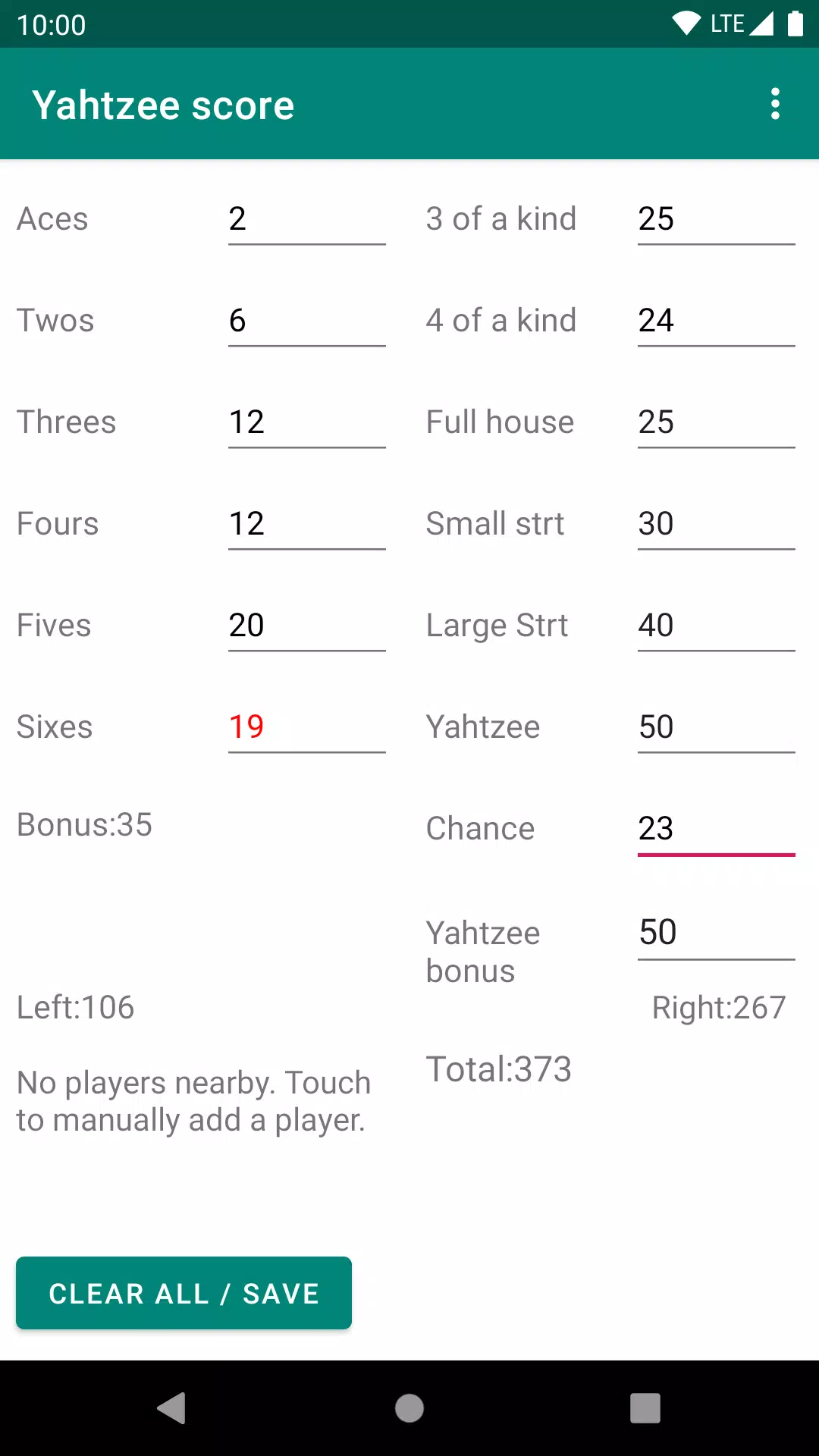 Yatzy score Capture d’écran1