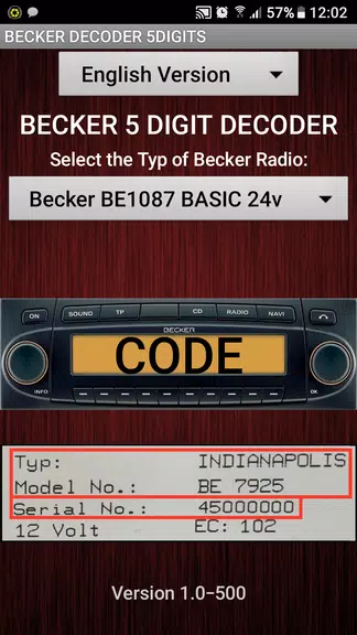 Becker 5Digit Radio Code zrzut ekranu 1