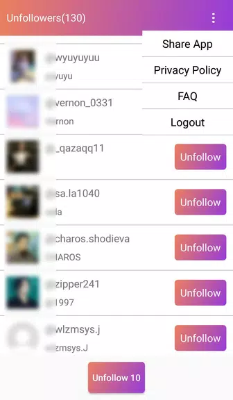 ภาพหน้าจอ Follow Analyzer who not follow 3