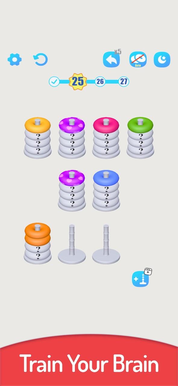 3D Color Sort Hoop Stack captura de pantalla 2