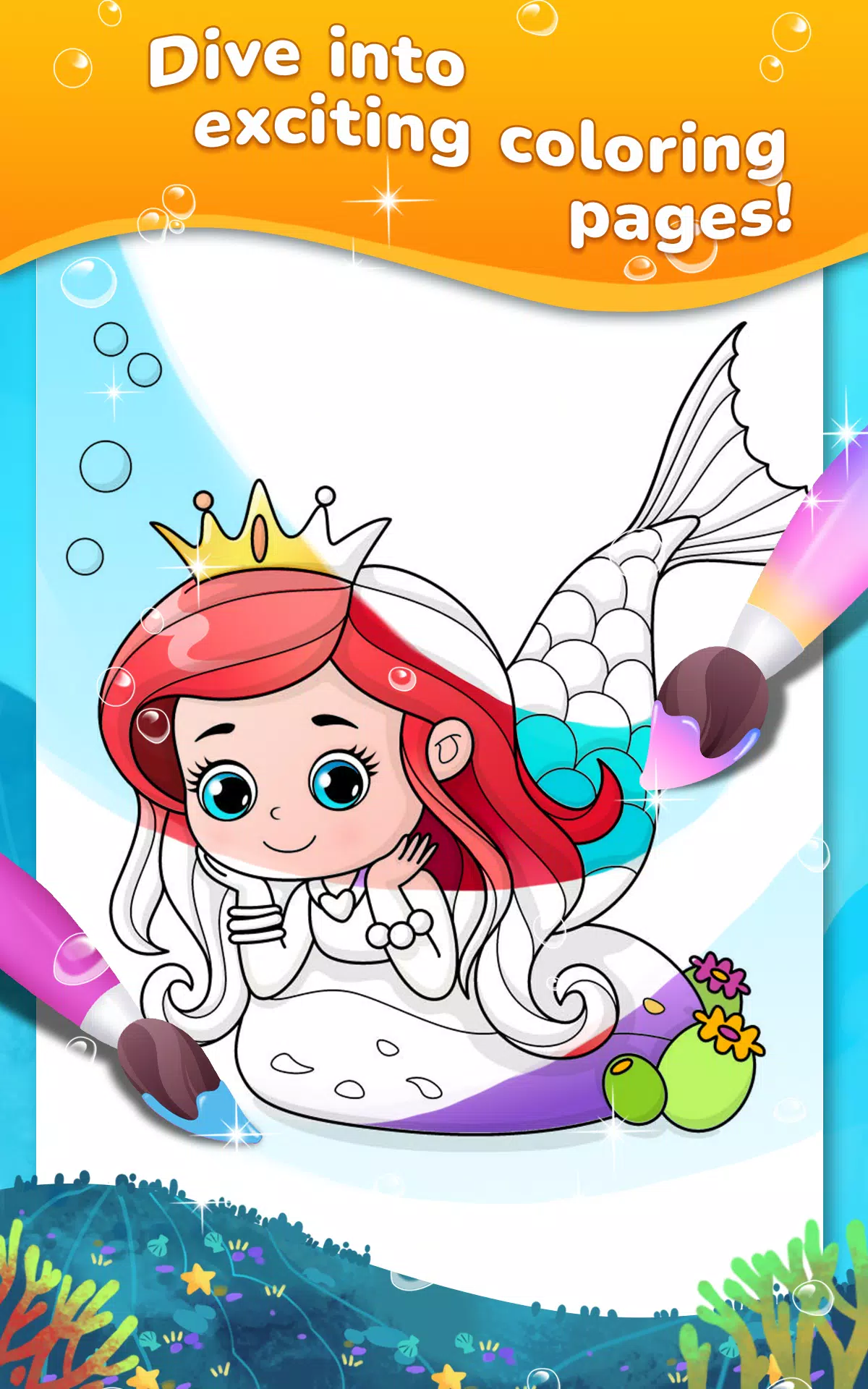 Mermaid coloring book gradient Ảnh chụp màn hình 1