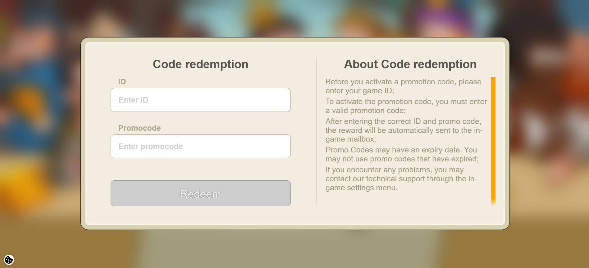 Hustle Castle Redeem Code Interface