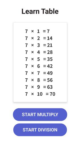 Times Table  - Learn Math экрана 2