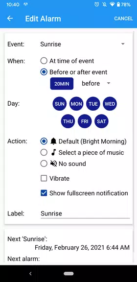 Screenshot Sun Alarm 2