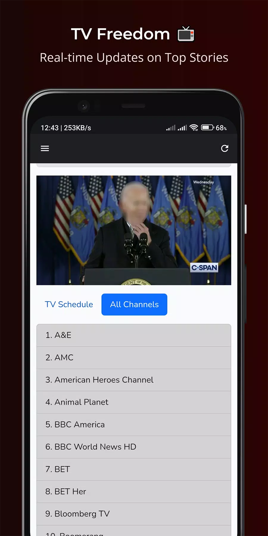 ภาพหน้าจอ TheTVApp USA Live 1