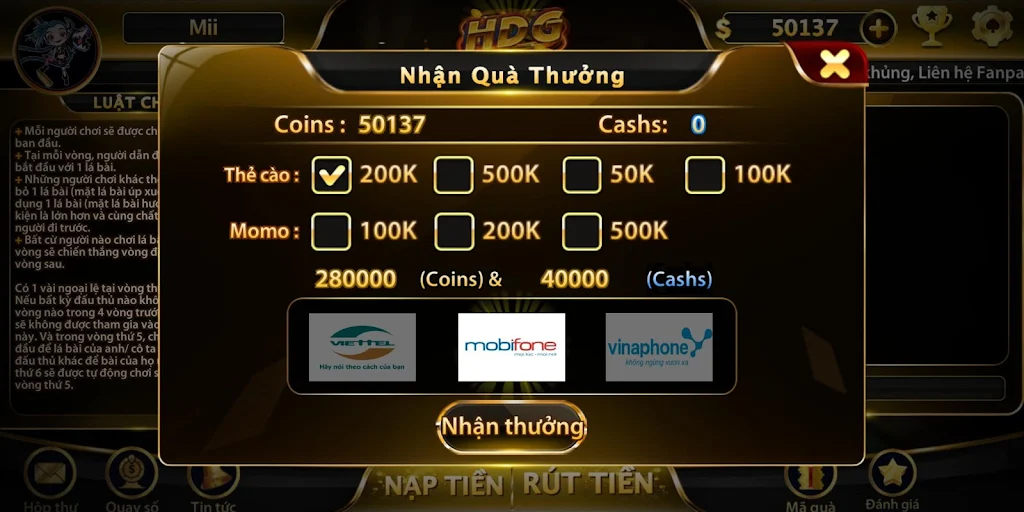 Game bài nhận quà khủng - HDG屏幕截圖3