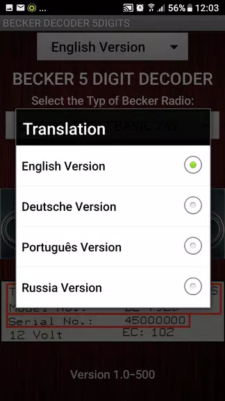 Becker 5Digit Radio Code screenshot 2