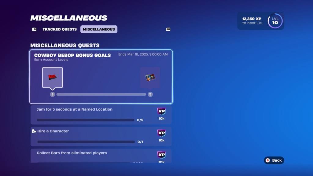 Objetivos de bonificación de Cowboy Bebop en Fortnite