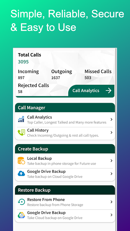 ภาพหน้าจอ Cally - Call Backup & Recover 1