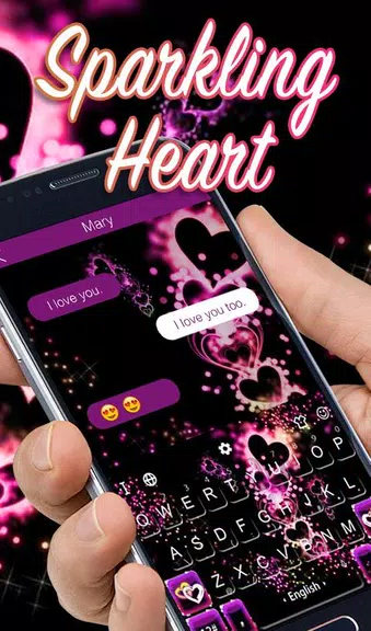 Sparkling Purple Heart Keyboard Theme Capture d’écran2