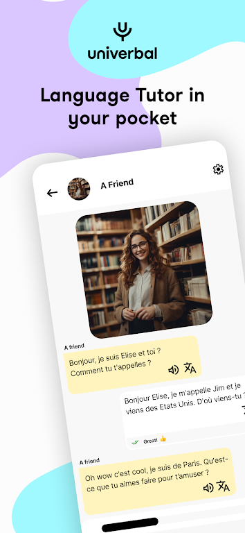 Univerbal - AI Language tutor ảnh chụp màn hình 1