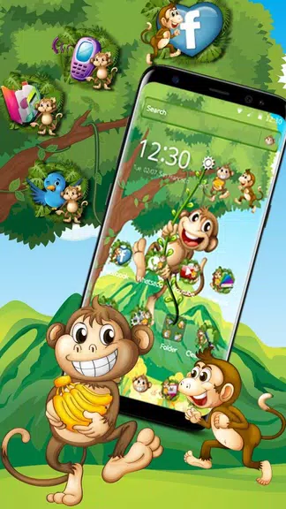 The Cute Cartoon Monkey Theme屏幕截圖2