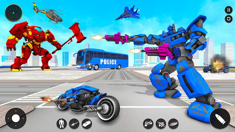 Police Bus Robot Bike Games ကိုဖန်သားပြင်4