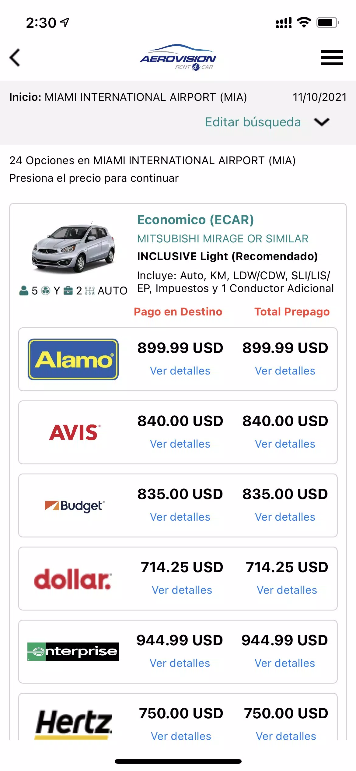 Aerovision SAS - Rent a Car Screenshot 4