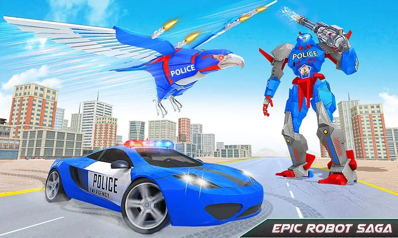 ภาพหน้าจอ Flying Eagle Robot Car Games 2