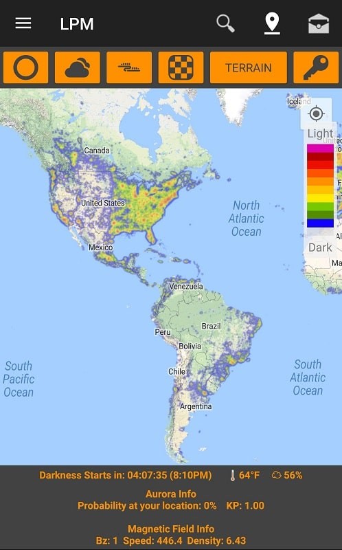 ภาพหน้าจอ Light Pollution Map - Dark Sky 1