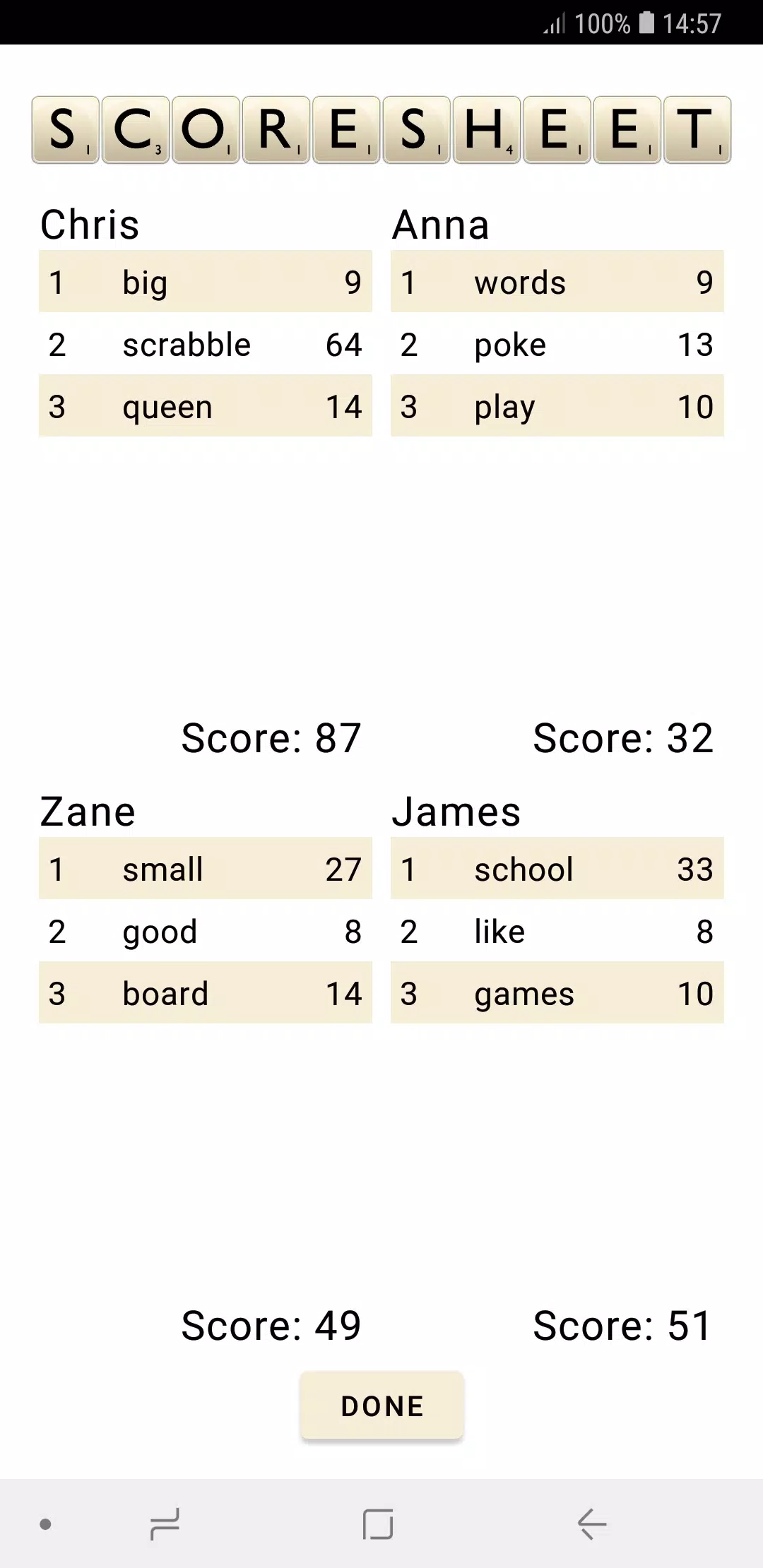 Scrabble Score Zrzut ekranu 4