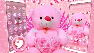 Pink Teddy Bear Theme Capture d’écran1