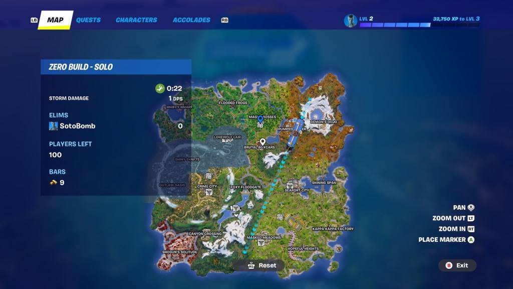 Fortnite အခန်းကြီး 6 ရှိအနက်ရောင်စျေးကွက်နေရာများအားလုံးတွင်ရာသီ 2 ။