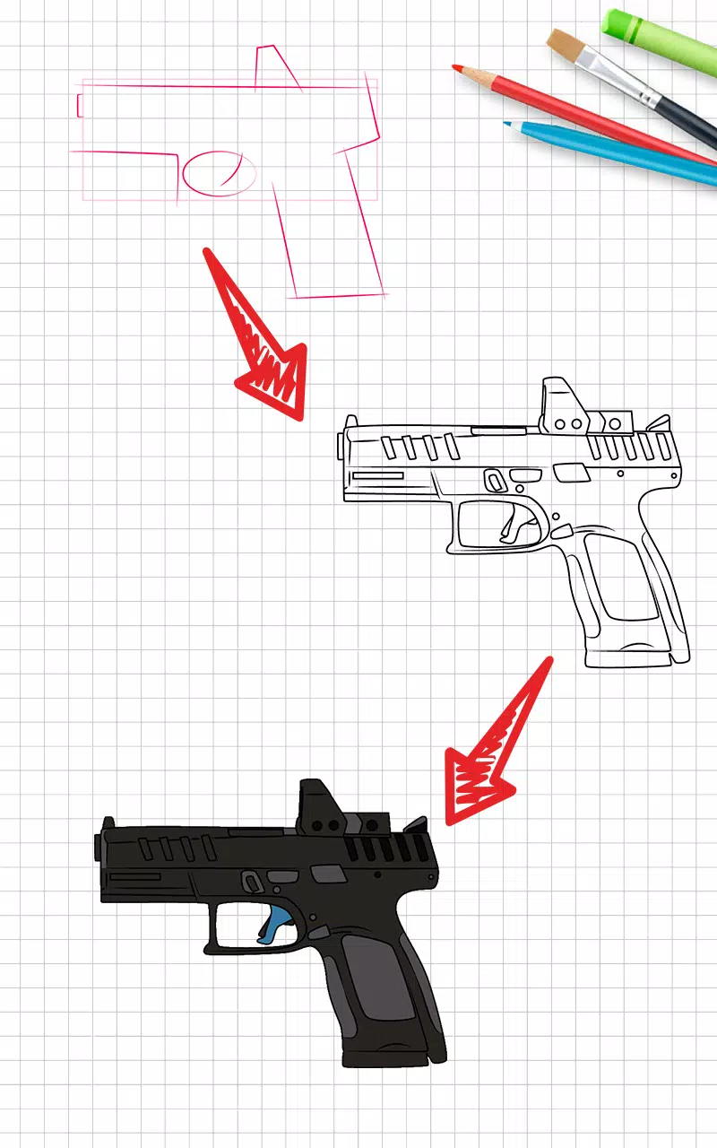 How to draw weapons step by st Capture d’écran1