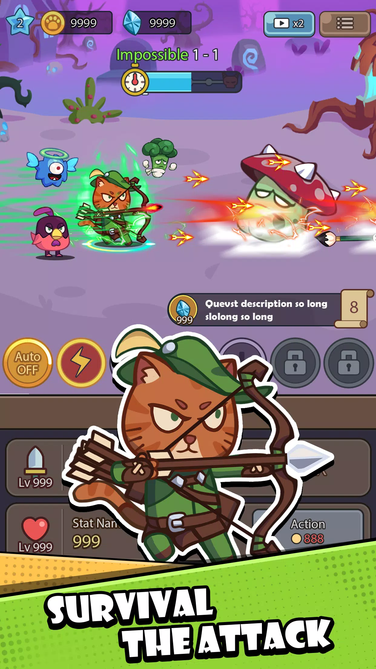 Cat Hero: Idle RPG War Schermafbeelding 2