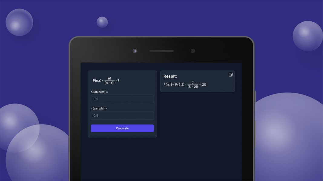 Permutations Calculator Capture d’écran1