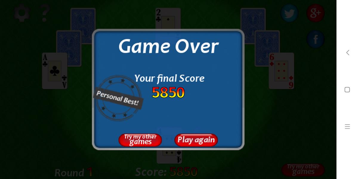 ภาพหน้าจอ Vegas Solitaire TriPeaks 1