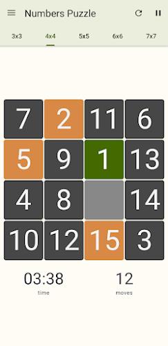 15 Number puzzle sliding game 스크린 샷 1