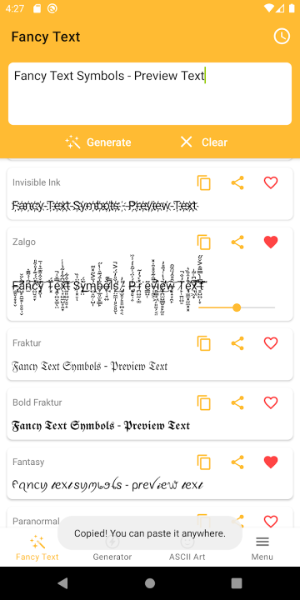 Fancy Text Symbols captura de pantalla 1