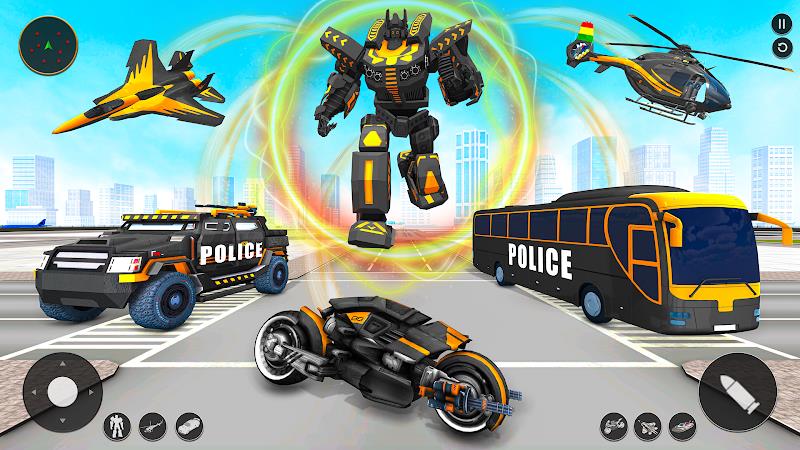 Police Bus Robot Bike Games экрана 2