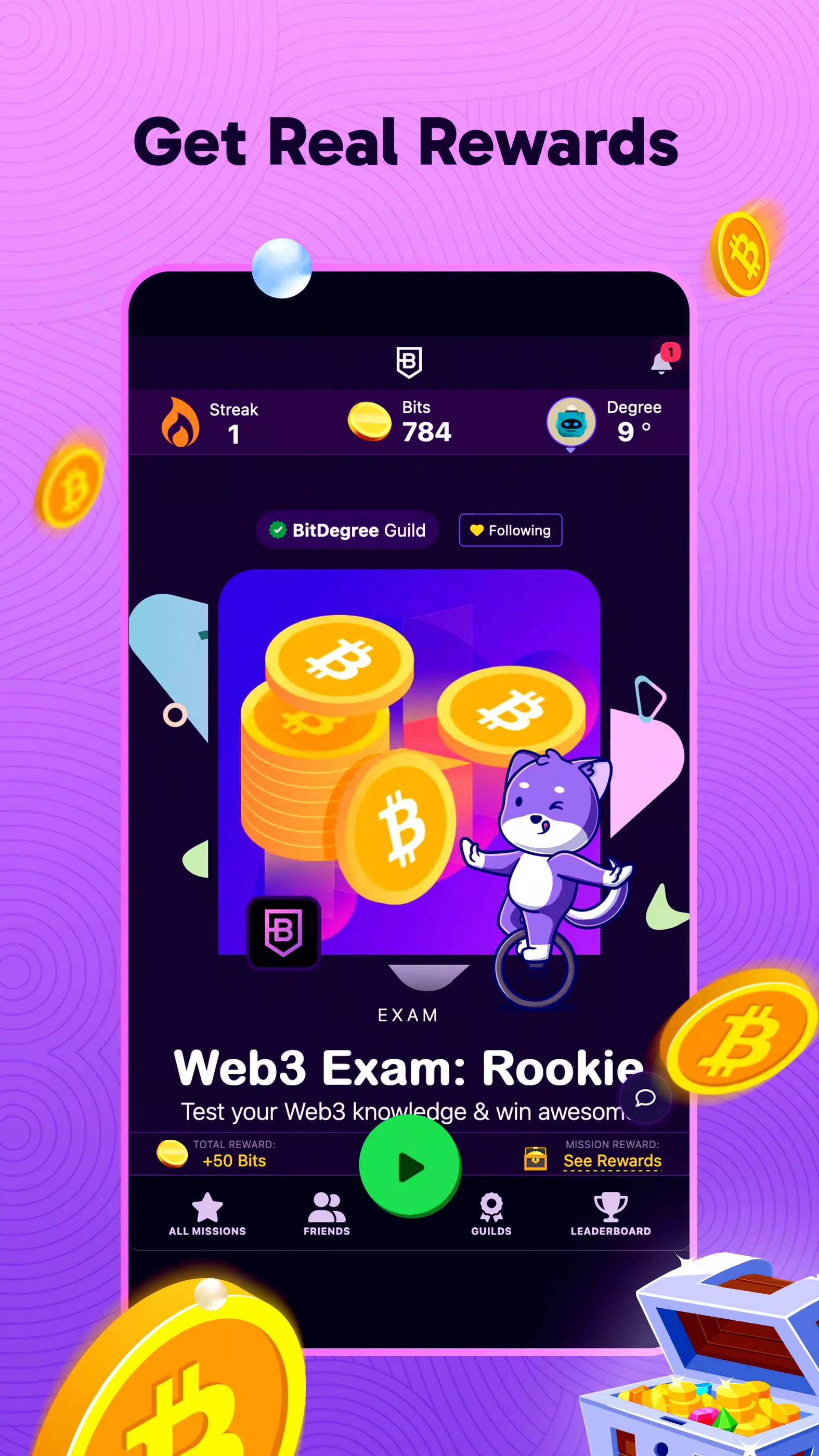 BitDegree: Play & Earn Crypto Zrzut ekranu 1