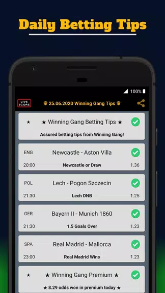 ภาพหน้าจอ Winning Gang Betting Tips 1