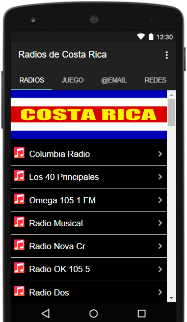 Screenshot Radios Emisoras de Costa Rica FM AM en Vivo Gratis 1